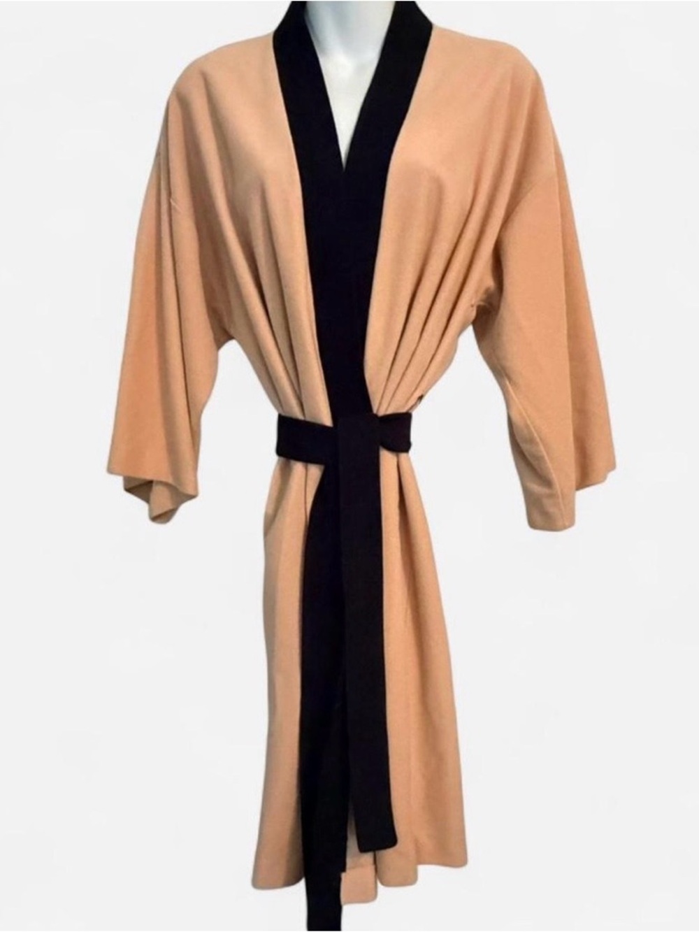 Vanity Fair Two-Tone Kimono Robe in Camel and Black, Size M - Picture 1 of 6